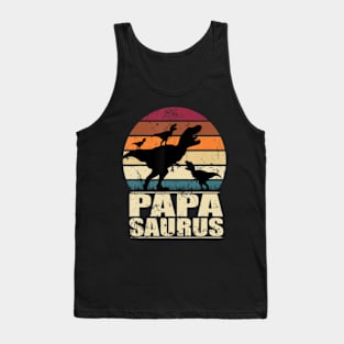 Papasaurus Rex Dinosaur Riple Dino Daddy Papa Saurus Tank Top